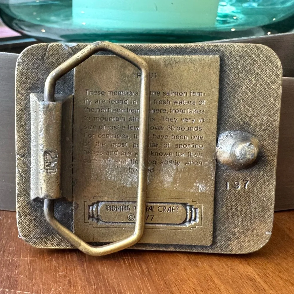 Vintage 1977 Brass Trout Belt Buckle - Picture 5 of 8